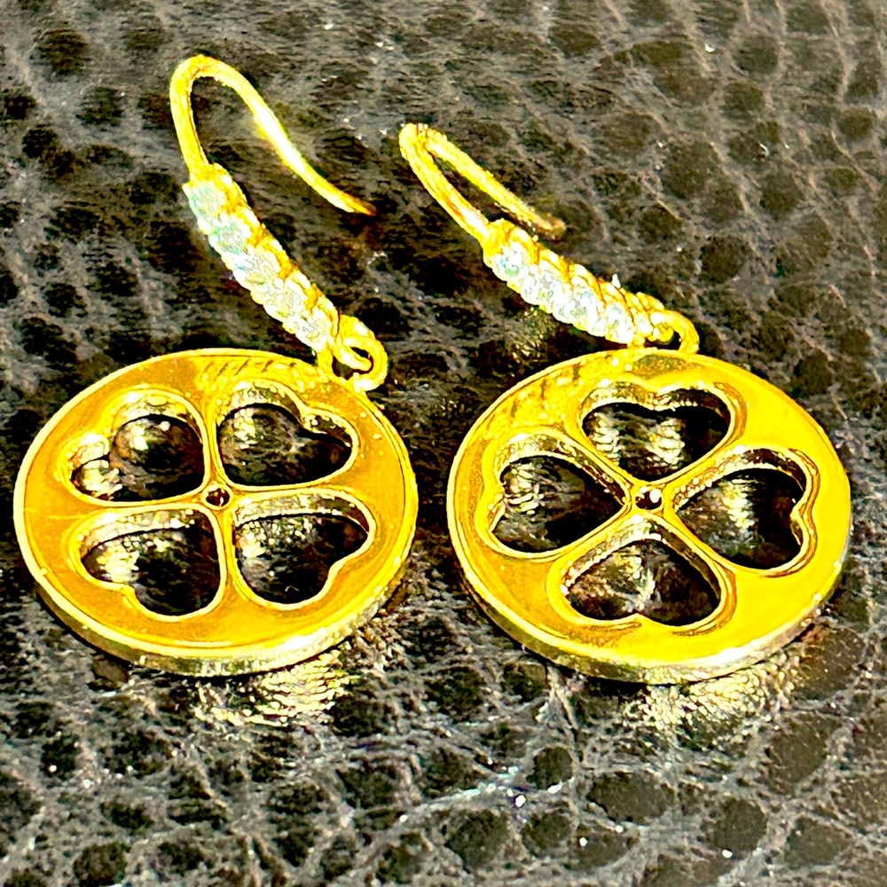 kate spade Gold Circular Earrings with Heart Cutouts